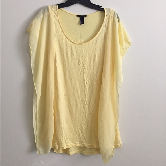 H&M Yellow cotton/chiffon detail top - Picture 1 of 4